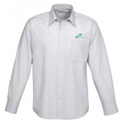 Mens Long Sleeve Ambassador Shirt (Silver) with green logo